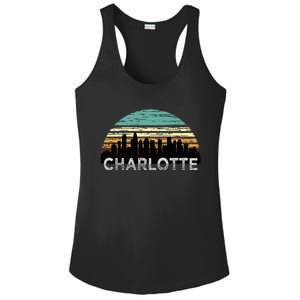 Retro Charlotte North Carolina Print Skyline Ladies PosiCharge Competitor Racerback Tank