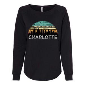 Retro Charlotte North Carolina Print Skyline Womens California Wash Sweatshirt