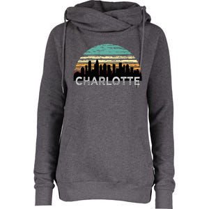 Retro Charlotte North Carolina Print Skyline Womens Funnel Neck Pullover Hood