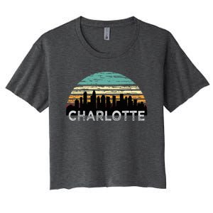 Retro Charlotte North Carolina Print Skyline Women's Crop Top Tee