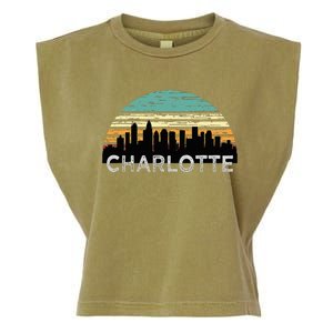 Retro Charlotte North Carolina Print Skyline Garment-Dyed Women's Muscle Tee