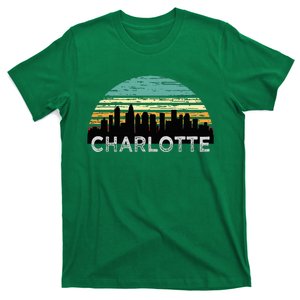 Retro Charlotte North Carolina Print Skyline T-Shirt