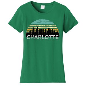 Retro Charlotte North Carolina Print Skyline Women's T-Shirt