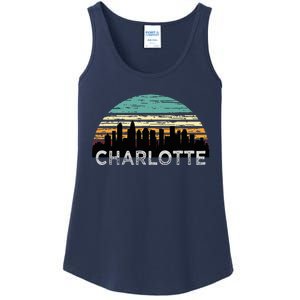 Retro Charlotte North Carolina Print Skyline Ladies Essential Tank