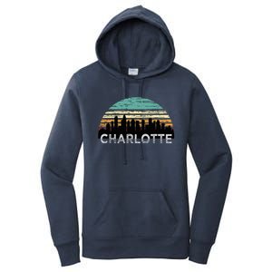 Retro Charlotte North Carolina Print Skyline Women's Pullover Hoodie