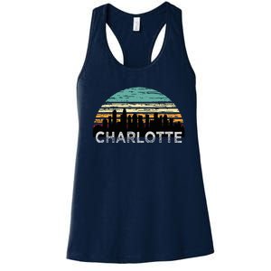 Retro Charlotte North Carolina Print Skyline Women's Racerback Tank