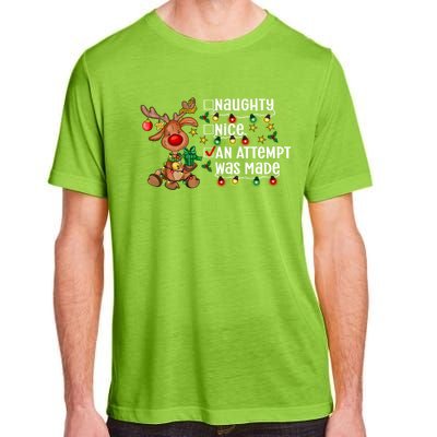 Reindeer Christmas Nice Naughty An Attempt Was Made Gift Adult ChromaSoft Performance T-Shirt