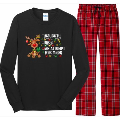 Reindeer Christmas Nice Naughty An Attempt Was Made Gift Long Sleeve Pajama Set