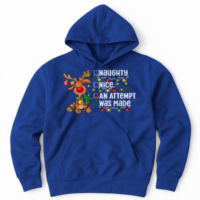 Reindeer Christmas Nice Naughty An Attempt Was Made Gift Hoodie