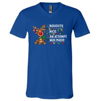 Reindeer Christmas Nice Naughty An Attempt Was Made Gift V-Neck T-Shirt