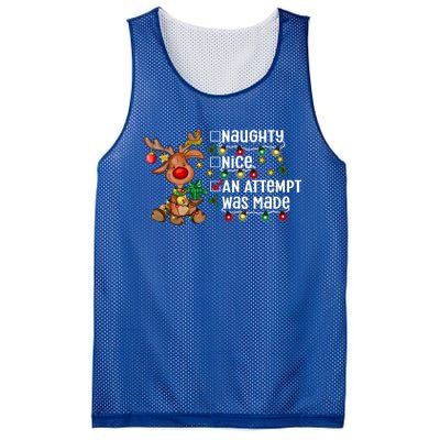 Reindeer Christmas Nice Naughty An Attempt Was Made Gift Mesh Reversible Basketball Jersey Tank