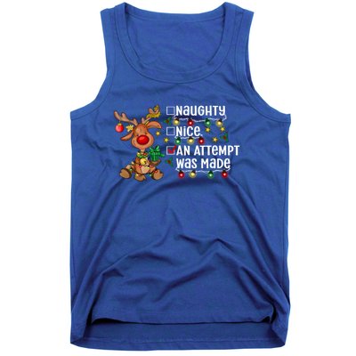 Reindeer Christmas Nice Naughty An Attempt Was Made Gift Tank Top