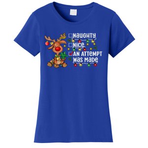 Reindeer Christmas Nice Naughty An Attempt Was Made Gift Women's T-Shirt