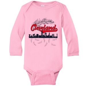 Retro Cleveland Native American Tribe Feathers Gift Baby Long Sleeve Bodysuit