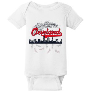 Retro Cleveland Native American Tribe Feathers Gift Baby Bodysuit