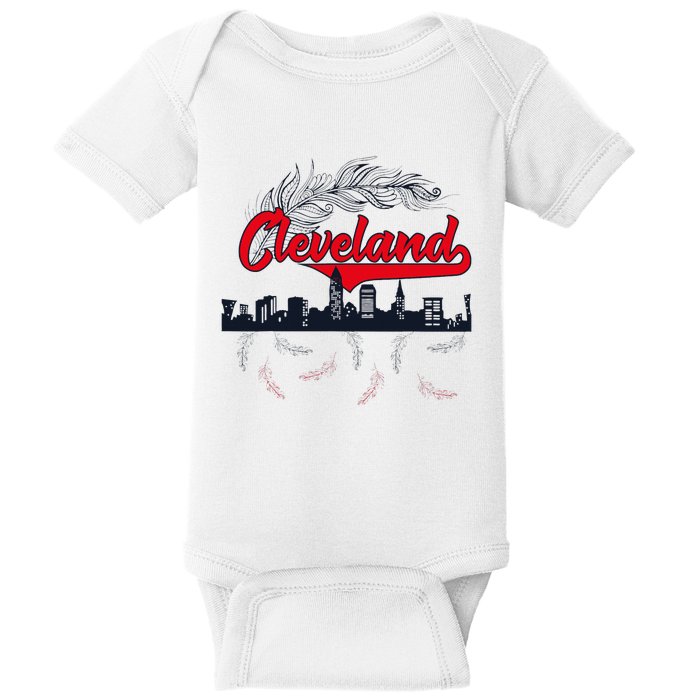 Retro Cleveland Native American Tribe Feathers Gift Baby Bodysuit