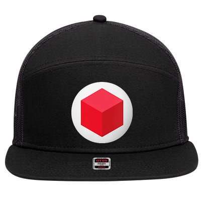 Red Cube Next Level 7 Panel Mesh Trucker Snapback Hat