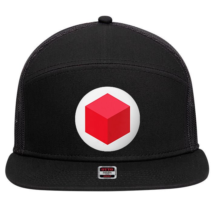 Red Cube Next Level 7 Panel Mesh Trucker Snapback Hat
