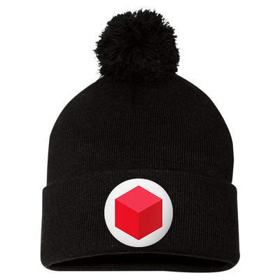 Red Cube Next Level Pom Pom 12in Knit Beanie