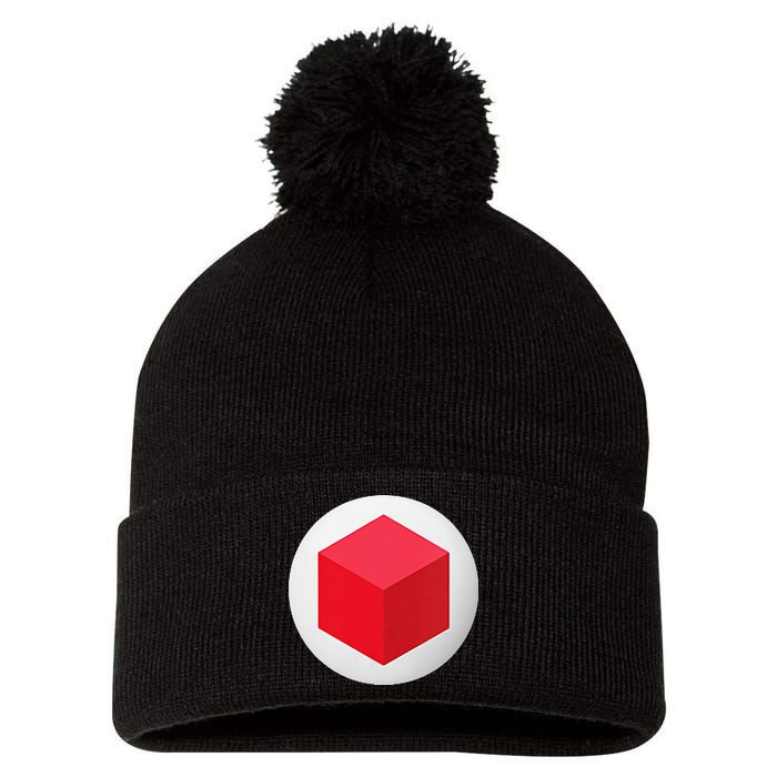 Red Cube Next Level Pom Pom 12in Knit Beanie