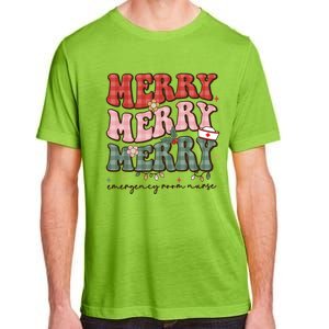 Retro Christmas Nurse Merry Emergency Room Er Nurse Nursing Cute Gift Adult ChromaSoft Performance T-Shirt