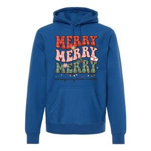 Retro Christmas Nurse Merry Emergency Room Er Nurse Nursing Cute Gift Premium Hoodie