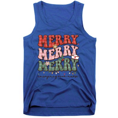 Retro Christmas Nurse Merry Emergency Room Er Nurse Nursing Cute Gift Tank Top