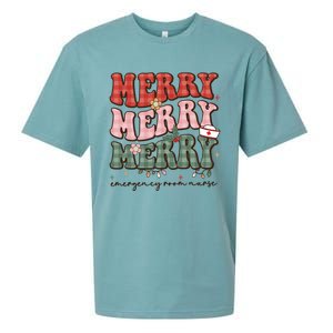 Retro Christmas Nurse Merry Emergency Room Er Nurse Nursing Cute Gift Sueded Cloud Jersey T-Shirt