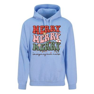 Retro Christmas Nurse Merry Emergency Room Er Nurse Nursing Cute Gift Unisex Surf Hoodie