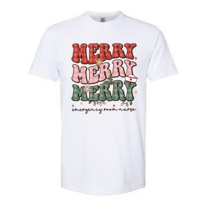 Retro Christmas Nurse Merry Emergency Room Er Nurse Nursing Cute Gift Softstyle CVC T-Shirt