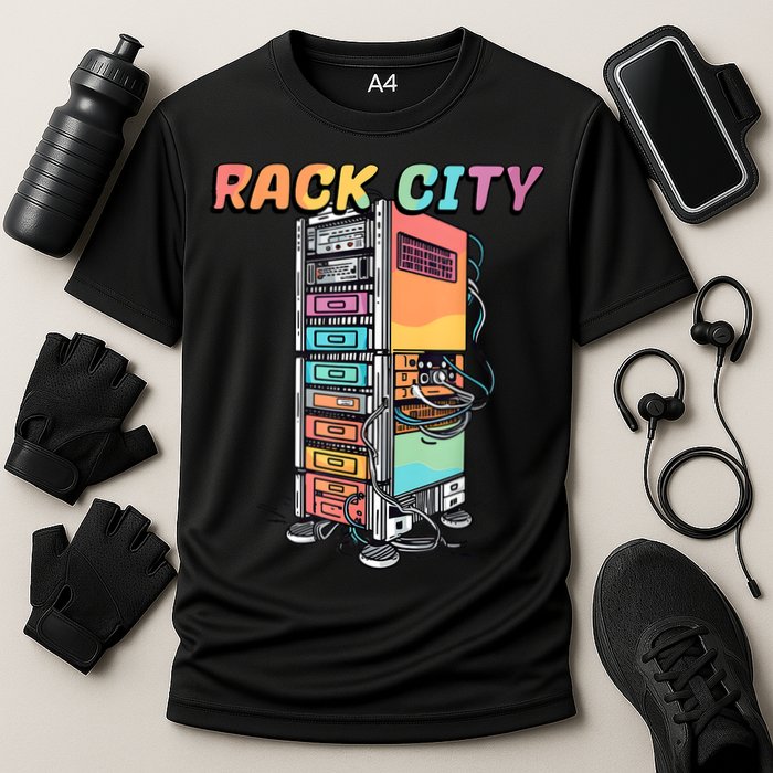 Rack City Network Server Rack Network Engineer Homelab Performance Shirt