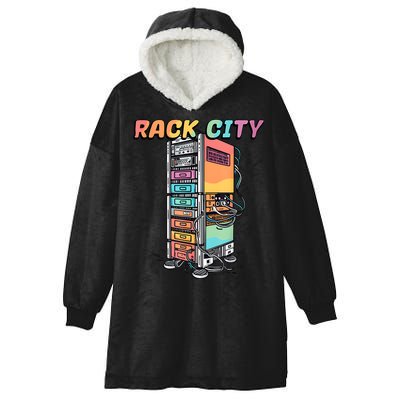Rack City Network Server Rack Network Engineer Homelab Hooded Wearable Blanket
