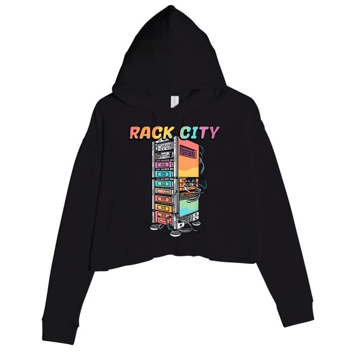 Rack City Network Server Rack Network Engineer Homelab Crop Fleece Hoodie