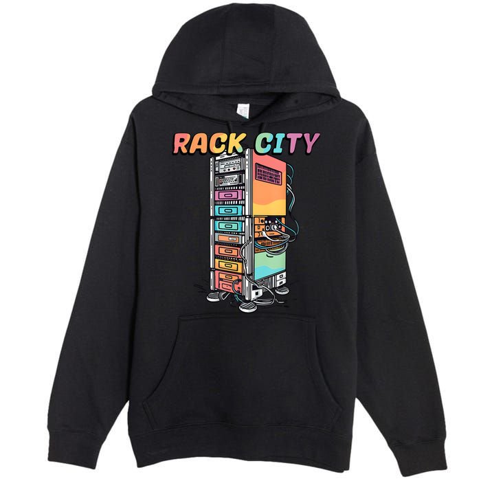 Rack City Network Server Rack Network Engineer Homelab Premium Pullover Hoodie