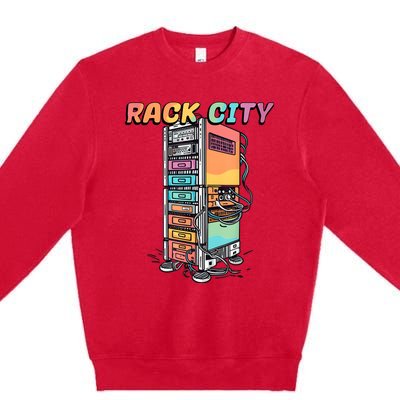 Rack City Network Server Rack Network Engineer Homelab Premium Crewneck Sweatshirt