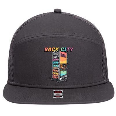 Rack City Network Server Rack Network Engineer Homelab 7 Panel Mesh Trucker Snapback Hat