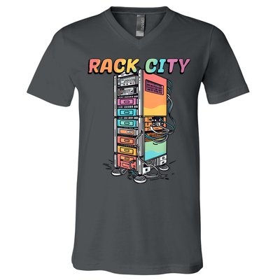 Rack City Network Server Rack Network Engineer Homelab V-Neck T-Shirt
