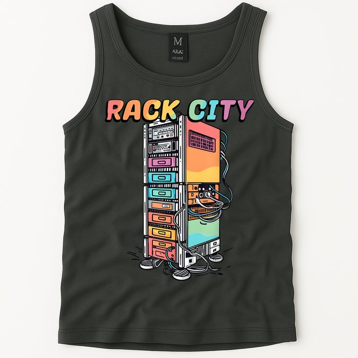 Rack City Network Server Rack Network Engineer Homelab Tank Top
