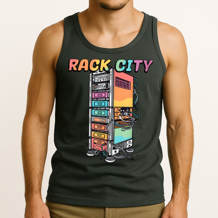 Rack City Network Server Rack Network Engineer Homelab Tank Top