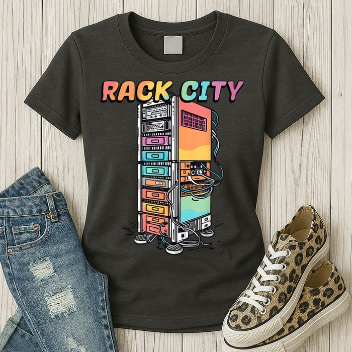 Rack City Network Server Rack Network Engineer Homelab Womens T-Shirt