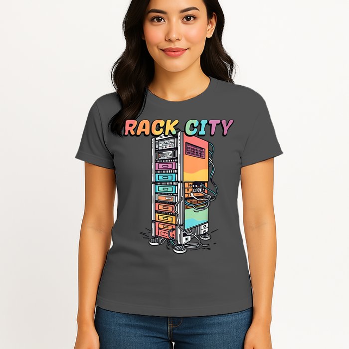 Rack City Network Server Rack Network Engineer Homelab Womens T-Shirt