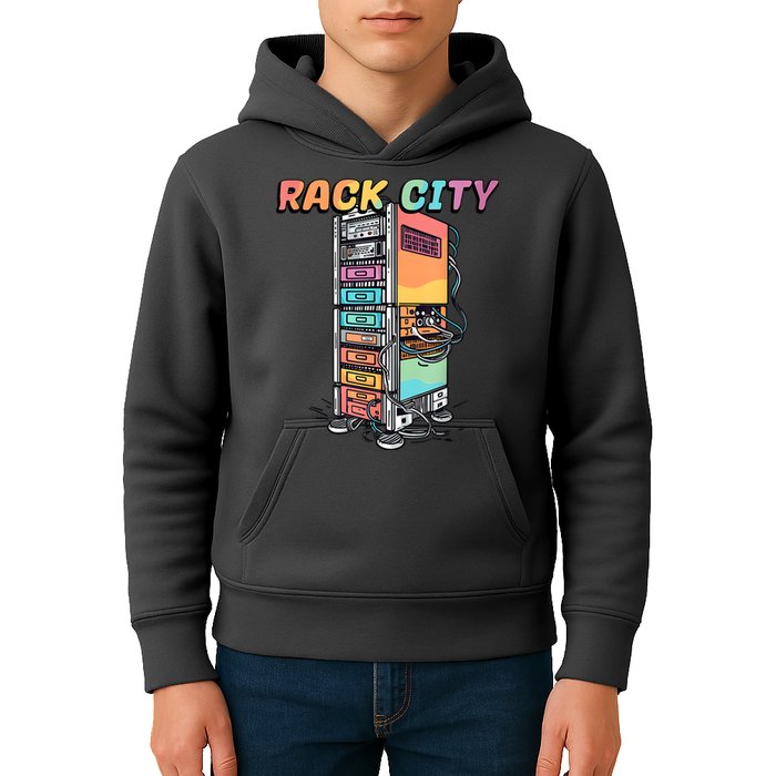 Rack City Network Server Rack Network Engineer Homelab Kids Hoodie