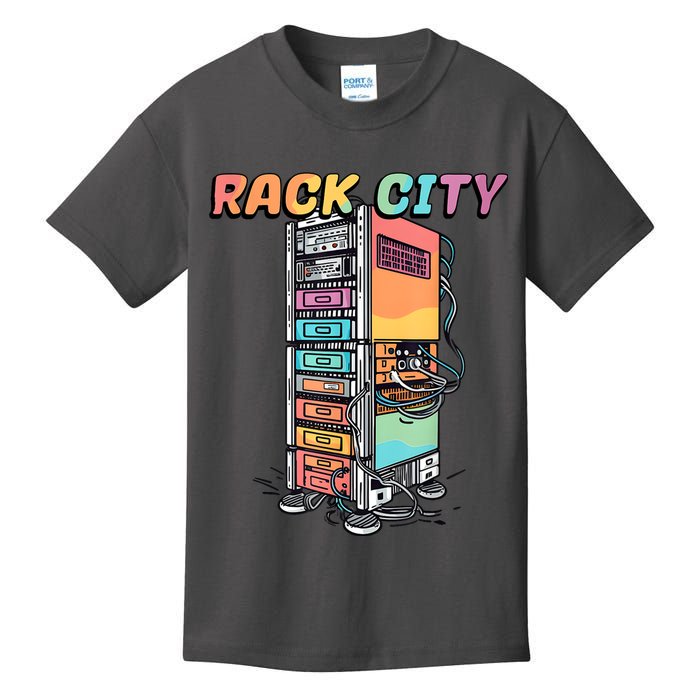 Rack City Network Server Rack Network Engineer Homelab Kids T-Shirt