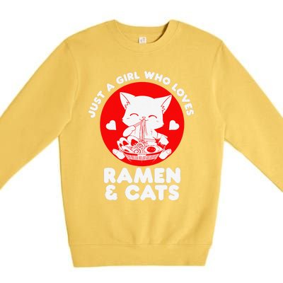 Ra Cat Neko Kawaii Anime Japanese Noodle Otaku    Premium Crewneck Sweatshirt