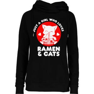 Ra Cat Neko Kawaii Anime Japanese Noodle Otaku    Womens Funnel Neck Pullover Hood