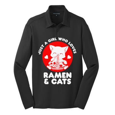 Ra Cat Neko Kawaii Anime Japanese Noodle Otaku    Silk Touch Performance Long Sleeve Polo