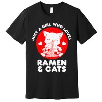 Ra Cat Neko Kawaii Anime Japanese Noodle Otaku    Premium T-Shirt