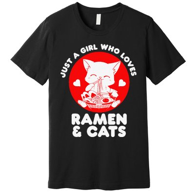 Ra Cat Neko Kawaii Anime Japanese Noodle Otaku    Premium T-Shirt