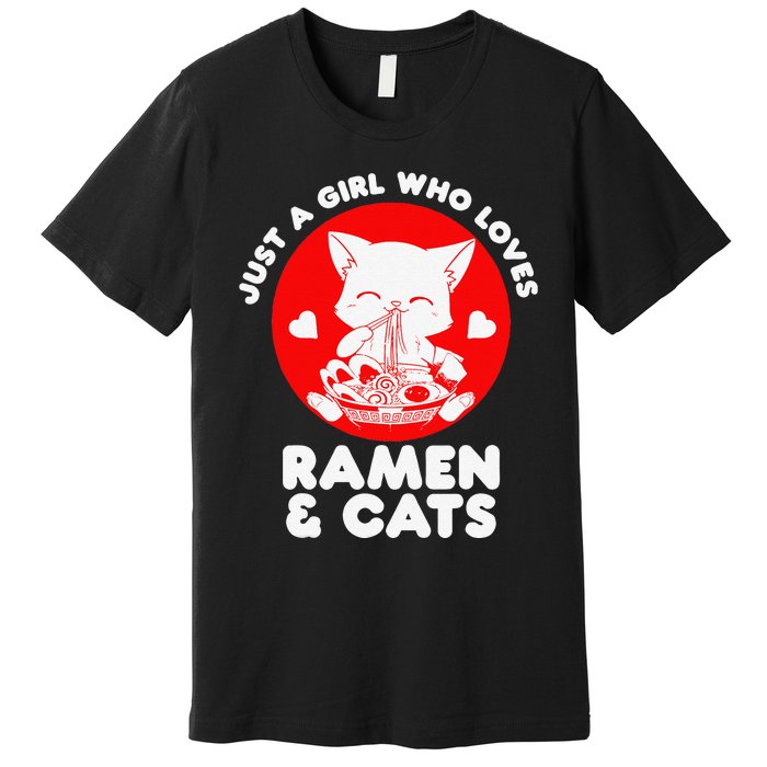 Ra Cat Neko Kawaii Anime Japanese Noodle Otaku    Premium T-Shirt