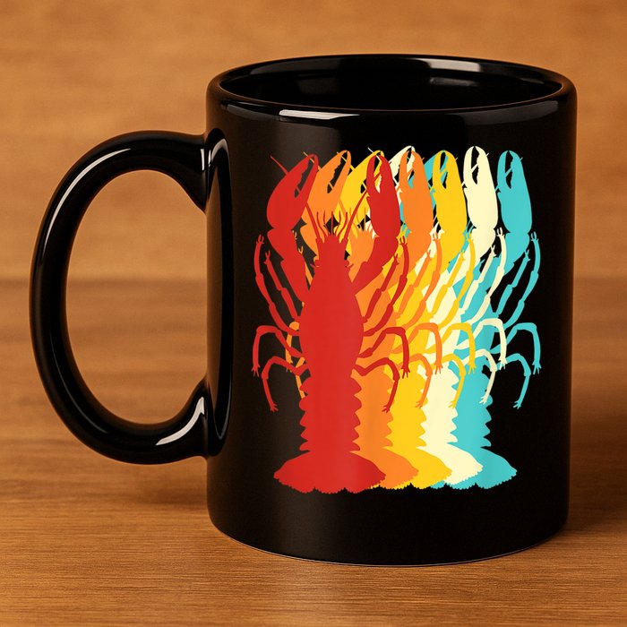 Retro Crawfish Novelty Cajun Crayfish 11oz C Handle Ceramic Mug